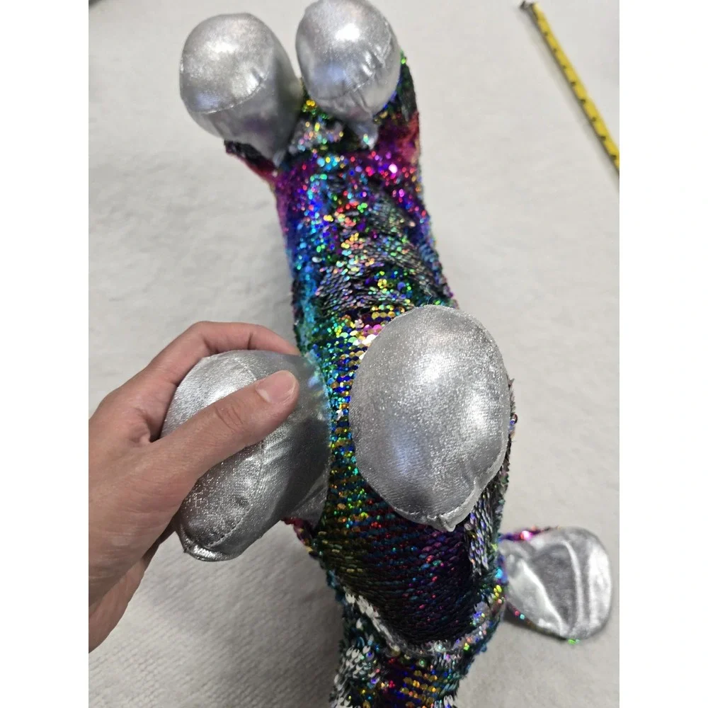 Dan Dee Sequin Dachshund Plush Rainbow Silver Flip Sequins Wiener Dog Toy 19